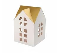 Colcolo Boîte Cadeau Maison Boîte Bonbon Boîte Favoris Contenant Décoratif Mini Coffret en Carton Silhouette de Maison Ajourée et Toit Doré à Plier Soi-même, Grand