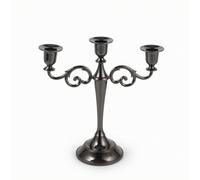 Colcolo Bougeoir en Bronze Porte-Bougie Chandelier Candélabre Centre de Table Alliage de Zinc Aspect Brillant Courbes Élégantes Style Européen Adapté aux, Noir