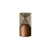 Colcolo Diffuseur d'Arômes Diffuseur d'Huiles Essentielles Vaporisateur Nébuliseur Esthétique Courbe en Verre et Bois Nébulisation Pure et Lumière d'Ambiance, Gris, Base Foncée Plug-in