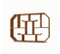 Colcolo Étagère Murale Bois Étagère Suspendue Étagère Décorative Étagère de Rangement Structure Géométrique Ouverte en Pin avec Fond à Treillis Adaptée au Salon Salle de Thé Lecture, Grand