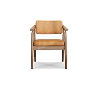 Colcolo Fauteuil en Tissu Siège Rembourré Dossier Rectangulaire Corduroy Cadre en Frêne Massif Confort Respirant Style Moderne et Classique Adapté au Repas, Marron