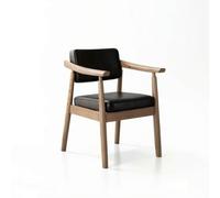 Colcolo Fauteuil en Tissu Siège Rembourré Dossier Rectangulaire Corduroy Cadre en Frêne Massif Confort Respirant Style Moderne et Classique Adapté au Repas, Noir