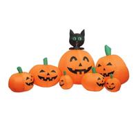 Colcolo Figurine Chat Gonflable Halloween Décoration Pelouse Citrouille Statue avec LED Intégrées et Finitions Soignées en Polyester et Nylon Conçue pour