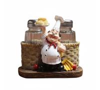 Colcolo Figurine Chef Résine Porte-épices Panier Pratique Statue Poivrière Stable pour Préparation Cuisine Table Repas Comptoir Pâtisserie Cadeau Maison, Chef Pain
