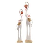 Colcolo Figurines Éléphant Paire Statuette Ornement Sculpture Décor du Salon en Résine avec Détails Base Stable Atmosphère Chaleureuse Suitable pour, Blanc