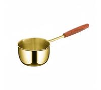 Colcolo Louche à Huile de Cuisine Casserole Petite Poêle Manche Long Acier Inoxydable Bois Antiadhésif Adaptée Usage Quotidien Café Bureau Appartement, Titane Doré, Or