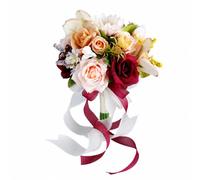 Colcolo Mariée Artificiel Roses Rubans sans Entrien Composition Florale Artificielle Cérémonie Romantique pr Mariées