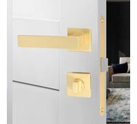 Colcolo Mécanisme de Verrouillage de Porte à Poignée Silencieuse en Alliage de Zinc avec Rosace Ronde et Plaque de Frappe pour Porte en Bois Intérieure, Noir Mat