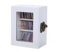 Colcolo Mini Bibliothèque Miniature Cabinet d'Ornement Bois Métal Vitrine Miniature Fenêtre Claire Fixation Latérale Trois Rayonnages en Relief Convient à, Blanc