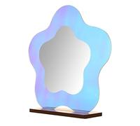Colcolo Miroir de Maquillage Miroir de Courtoisie de Bureau avec Support En Bois, 27x27cm Fleur