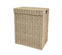 Colcolo Panier à Linge avec Couvercle Panier Linge Corbeille Rangement Panier à Vêtements Panier en Corde Papier avec Poignées Latérales Convient à Chambre, Grand