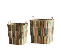 Colcolo Panier de Rangement Panier à Linge Corbeille Organisateur Tressé Design Ouvert Poignées pour Déplacement Matériaux Corde Papier et Fer Convient pour, Petit + Grand