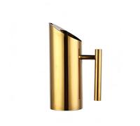 Colcolo Pichet en Acier Inoxydable Modèle Cylindrique Manche Latéral Spout Profilé pour Verser sans Goutte Usage à Table Accueil Service de Boissons, 1L, Straight Gold