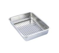 Colcolo Plaque à Pâtisserie avec Grille Rectangulaire pour La Cuisson, Plaque de Four avec Grille pour Griller des Desserts et des Légumes, 50x35x7cm