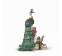 Colcolo Porte-Bouteille Vin Paon Support Vin Présentoir Vin Casier Bouteilles Base Imitation Souche en Résine et Sculpture Paon Détaillée Stockage Fonctionnel, Couleur Foncée