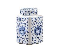 Colcolo pot de Gingembre en Céramique et Porcelaine Décoratif de Style Chinois Multi-Usages Vase à Fleurs Bleu Blanc