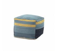 Colcolo Pouf Carré de Sol Coussin Ottoman Tabouret Repose Pieds Siège Cube Rempli Billes Revêtement Tissé Forme Stable Adapté au Salon Chambre Détente, 42 42 33cm, Étoile Bleue