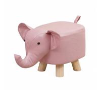 Colcolo Pouf Éléphant Tissu Tabouret Repose-Pieds Banc Enfant Design Amusant Silhouette Éléphant Stimulant Rembourrage Confortable Structure Bois Solide, Rose, Elephant Tech