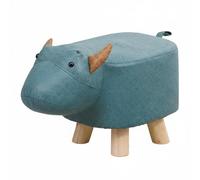 Colcolo Pouf Éléphant Tissu Tabouret Repose-Pieds Banc Enfant Design Amusant Silhouette Éléphant Stimulant Rembourrage Confortable Structure Bois Solide, Bleu, Taureau