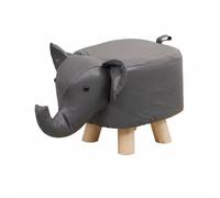 Colcolo Pouf Éléphant Tissu Tabouret Repose-Pieds Banc Enfant Design Amusant Silhouette Éléphant Stimulant Rembourrage Confortable Structure Bois Solide, Gris, Elephant Tech