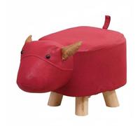 Colcolo Pouf Éléphant Tissu Tabouret Repose-Pieds Banc Enfant Design Amusant Silhouette Éléphant Stimulant Rembourrage Confortable Structure Bois Solide, Rouge, Taureau