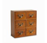 Colcolo Présentoir à Bijoux Organiseur de Comptoir en Bois Coffret à Tiroirs pour Accessoires Style Rustique Brun Structure, Armoire De Rangement À Six Tiroirs