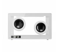 Colcolo Réveil Numérique Enceinte Horloge LED Haut-Parleur Bluetooth 5.1 Ambiance Lumineuse Carte TF Matériaux et Verre Fonction Connexion Stable et Son Clair, Blanc