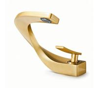 Colcolo Robinet de Salle de Bain Mitigeur Lavabo Monotrou Bec Plat Design Épuré Aérateur Jet Doux Installation Directe sur Levier Ergonomique Convient aux Salles d'Eau Cabinets Vestiaires, Or Étoilé