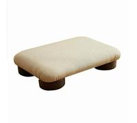Colcolo Siège de Méditation Enfant Pouf Bas Tabouret de Sol Coussin Rectangulaire Banc d'Appoint avec Assise en Tissu et Pieds en Bois Format Gain de Place et, Petit, Blanc