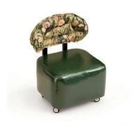 Colcolo Siège Rotatif Tabouret Bas Chaise à Dossier Fauteuil Roulant avec Dossier Ergonomique Coussin Courbé et Revêtement Similicuir sur Roulette Pivotante, Vert Émeraude