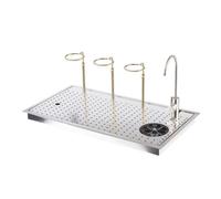 Colcolo Station de Brassage de Café Support de Rinçage Évier de Boisson Poste de Tasse en Acier Inoxydable 304 avec Plateforme de Rinçage et Conduites, Modèle 6434 Avec Robinet D Eau Purifiée