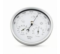 Colcolo Station Météo Domestique Baromètre Thermomètre Hygromètre Intégré Affichage Analogique Rond Aiguille Centrale Graduation Précise Métal et Verre, Blanc