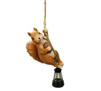 Colcolo Statues d'animaux solaires d'extérieur avec Lanterne LED, Lampe Jardin, Sculpture en résine, décoration pour Jardin, Balcon ou terrasse, écureuil, 13.5 X 8.5 X 17.5 Cm