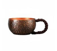 Colcolo Théière en Cuivre Théière Martelée Tasse à Thé Poignée Corde Conception Traditionnelle Élégance Vintage Artisanat Chinois Adaptée Bureau Maison, S