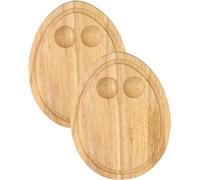 Cole & Bailey® Lot de 2 planches à petit-déjeuner en bois d'hévéa Plateau de service en forme d'œuf avec porte-œufs 24L x 18l x 1.5Th cm