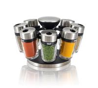 Cole & Mason Cambridge Tourniquet à Épices, 8 Pots en Verre Pré-remplis | Carrousel d'Épices Rotatif 360°, 8 Pots à Épices Inclus, Acier Inoxydable, Rangement Epices Cuisine, Garantie 2 Ans, Cadeau