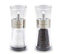 Cole & Mason H581780 Flip 180 Chrome Moulins Sel et Poivre, Broyeur en Céramique Réglable, Acrylique, 154mm, Coffret Cadeau, Pack de 2 Moulins à épices