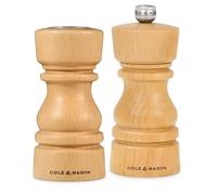Cole & Mason London Moulin à Poivre et Salière en Bois Naturel, 13 cm | Moulin a poivre manuel, Broyeur en acier au carbone réglable, Bois de hêtre, Salieres et poivrieres, Mécanisme garanti à vie