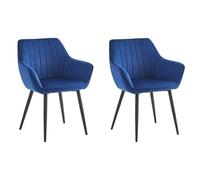 Colenis® - Lot de 2 - Bleu - Chaise de Salle à Manger Moderne Chaise de Cuisine en Velours et métal - Luna