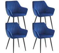 Colenis® - Lot de 4 - Bleu - Chaise de Salle à Manger Moderne Chaise de Cuisine en Velours et métal - Luna
