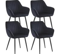 Colenis® - Lot de 4 - Noir - Chaise de Salle à Manger Moderne Chaise de Cuisine en Velours et métal - Luna