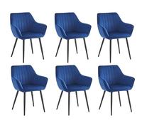 Colenis® - Lot de 6 - Bleu - Chaise de Salle à Manger Moderne Chaise de Cuisine en Velours et métal - Luna