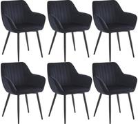 Colenis® - Lot de 6 - Noir - Chaise de Salle à Manger Moderne Chaise de Cuisine en Velours et métal - Luna