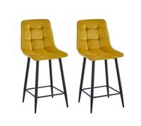 Colenis Tabouret de Bar Luciano, Lot de 2, Tissu Microfibre, Style Industriel et Contemporain pour Salle à Manger (2, Jaune Ocre)