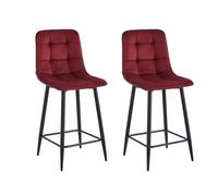 Colenis Tabouret de Bar Luciano, Lot de 2, Tissu Microfibre, Style Industriel et Contemporain pour Salle à Manger (2, Bordeaux)