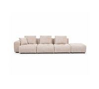 Colette - Canapé modulable d'angle réversible 4 places en velours texturé - Beige
