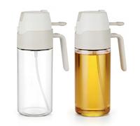 Colexy Bouteille d'huile Spray, Distributeur de Huile D Olive, Distributeur Huile d Olive Pulverisateur, Spray Huile Cuisine, Verre Verseur en Verre (2 Pièces, 550 ml)