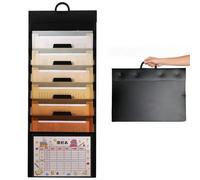Colexy Mural Organisateur de Fichiers à Suspendre Trieur Mural Porte Revue A4 Présentoir Pliable en Plastique Dossiers Suspendus Poche 6 Emplacements pour Dossiers Papiers Organisation (Marron)