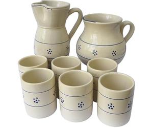 Colì Ensemble de Six Verres en Terre Cuite, avec pichet Ursulo et pichet Rond étoiles, pichet et Ensemble de Verres, Ensemble de Verres à Eau et à vin, Verres colorés, pichet à vin, pichet à Eau