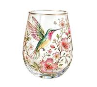 Colibri Gobelet en verre élégant | Tasse à thé décorative en verre à motif floral pour feuilles de thé, café, lait, jus, eau, maman et petite amie